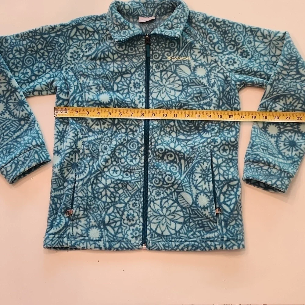 Columbia blue green fleece zip up jacket large 14 16